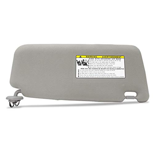 Wisamic Sun Visor Assembly with Mirror Left Driver Side for 2007-2011 Toyota Camry Hybrid, Replace 74320-06780-B0, Grey (NO Sunroof)