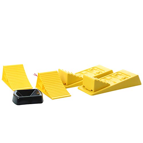 Homeon Wheels Large RV Leveling Blocks 2 Pack and Two Locking Chocks