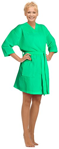 Women's Knee Length Waffle Weave Kimono Bathrobe XXL Aqua