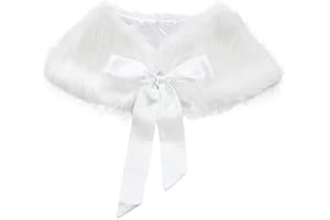 IPENNY Girls Faux Fur Wrap Shawl Flower Kids Princess Cape Wedding Bridesmaid Bolero Shrug Christmas Party Costume Dress Up