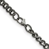 The Black Bow 5.5mm Dark Gray Titanium Classic Polished Curb Chain Necklace, 18 Inch