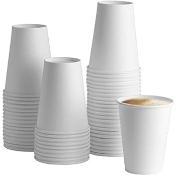 [100 Pack] 12 oz. White Paper Hot Cups - Coffee Cups