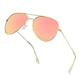 Polarized Aviator Sunglasses for Men Metal Mens Sunglasses Driving Unisex Classic Sun Glasses for Men/Women Pink
