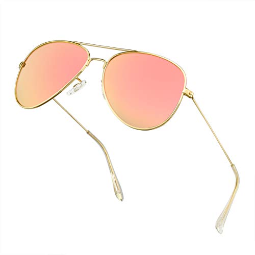 Polarized Aviator Sunglasses for Men Metal Mens Sunglasses Driving Unisex Classic Sun Glasses for Men/Women Pink