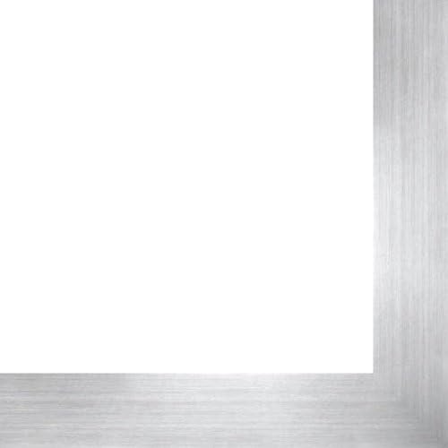 18x24 Silver Metallic Wood Frame - 'Brushed Steel' Medium - Great for Posters, Photos, Art Prints, Mirror, Chalk Boards, Cork Boards and Marker Boards