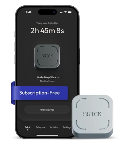 The Brick Phone Access Blocker Device for Cell Phones - Subscription-Free Phone Lock, Limits Smartphone Access, Reduces Screen Time & Improves Focus - High-Grade Magnet & Anti-Slip Silicone