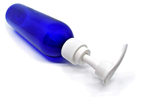 Empty Lotion Pump Bottles, Refillable 8 Oz Plastic Cobalt Blue Containers, PET BPA-Free, Great for - Soap, Shampoo, Lotions, Liquid Body Soap, Creams and Massage Oil's, 2 Pack