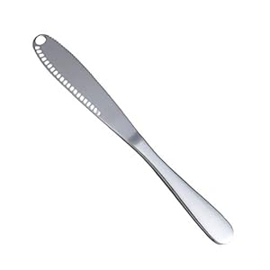 Nicedier Botergereedschap voor boter, roestvrij staal, 3-in-1 met gaten en gekartelde messen, zilverkleurig