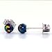 Aurora: 4mm Black Created Opal Ball Stud Post Earrings, Solid 925 Sterling Silver