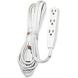 POWTECH Heavy Duty 3 Outlet Grounded Indoor Home Office Extention Cord, 15-FEET, 16 GAUGE (SPT-3) 16 AWG 3, 125V, 1625 Watt, 3 Conducter Polarized Extension Cord, White - UL Listed,PT-3916-15WHT