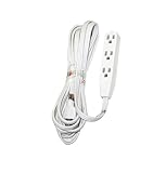 POWTECH Heavy Duty 3 Outlet Grounded Indoor Home Office Extention Cord, 15-FEET, 16 GAUGE (SPT-3) 16 AWG 3, 125V, 1625 Watt, 3 Conducter Polarized Extension Cord, White - UL Listed,PT-3916-15WHT