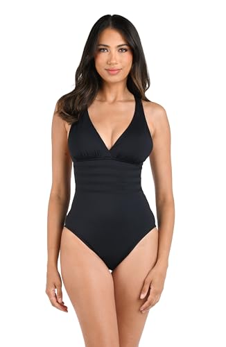 La Blanca Costume da Bagno da Donna Standard Island Goddess Multi-Strap Cross Back One Piece, Nero, 20
