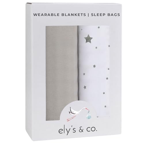Baby Wearable Blanket - Baby Sleep Sack 100% Cotton - Sleep Sack 3-6 Months - Comfy Soft Lightweight, 2-Pack Set Gender Neutral Grey