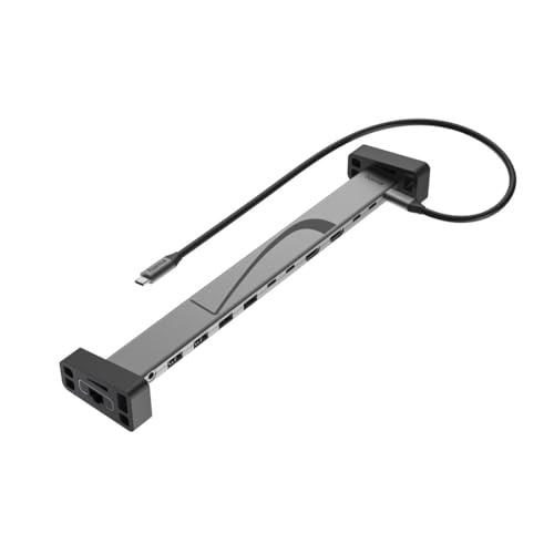 Hama USB-C Docking-Station Connect2Office Work, 12-Port USB-C-Hub mit Silikon-Standfüßen, HDMI, USB-A, LAN, Kartenleser, universelle Multi-Dockingstat