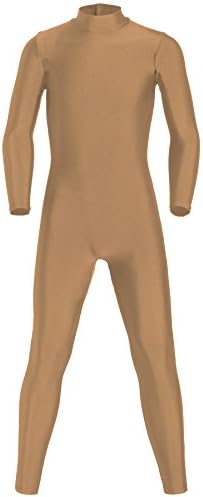 JustinCostume Kids Spandex Turtleneck Full Body Unitard Costume, 16, Dark Nude