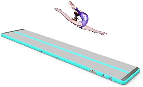 FUNME 10ft/13ft/16ft/20ft/23ft/26ft29ft/33ft/36ft/39ft Length, 5ft Width, 4inch Inflatable Gymnastics Tumbling Air Floor Mat with Free Pump, Repair Kit and Carry Bag