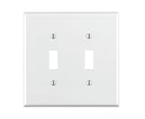 Leviton 80709-W 2-Toggle Standard Size Wall Plate, 2 Gang, 4.5 In L X 4.56 In W 0.22 In T, Smooth, 1-pack, White