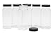 Baire Bottles - Clear Empty Plastic Square Jars, 8 Ounce, 6-Pack - Black Lids - Kitchen Organization, Craft Room, Garage, Travel, Wedding and Party Favors, USA - Includes One 2 Ounce Matching Bottle