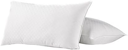 Exquisite Hotel Collection Luxury Diamond Jacquard Style MEDIUM SOFT Gel Fiber Filled Bed Pillow with 100% Cotton Shell, Standard Size Pillow, Ideal for Stomach Sleepers, 2 Pack