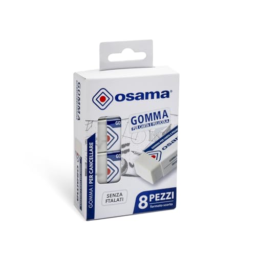 OSAMA - Gomme da Cancellare Set da 8 Pezzi per Cancelleria Scuola Ufficio Università e Cartoleria, Gomma da Cancellare per Materiale Scolastico e Cose per la Scuola, Gomma Matita Rifinisce Nitidamente