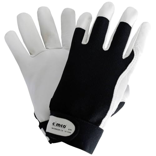 Cimco Worker 2.0 141244 - Guante de trabajo de piel de napa (guantes): 8, M EN 388 1