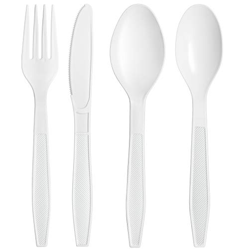 Plastimade Extra Heavyweight White Disposable Plastic Forks. 500 Pack