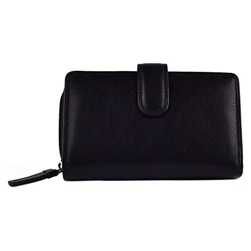 Visconti Ladies Medium Leather Purse/Wallet Heritage Collection Gift Boxed (Black)
