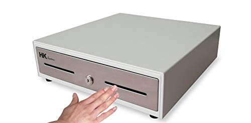 HK SYSTEMS 13" Heavy Duty Compact White Manual Push Open Cash Drawer with 4 Bill /5 Coin Till Stainless Steel Front - Thumbnail 7