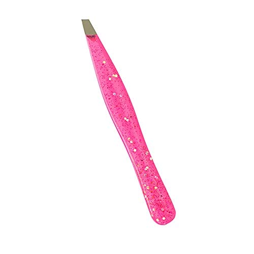 HTTC-XPRO Stainless Steel Professional Tweezers for Eyebrows, Facial Hair & Ingrown Hair Removal, Eyelash Extensions (Pink-Glitter)