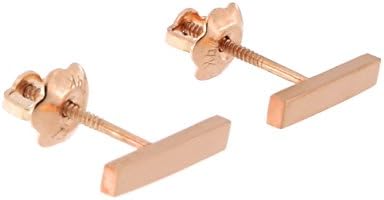 Automic Gold Solid 14k Rose Gold Bar Screwback Earrings