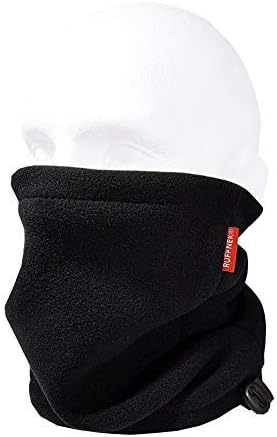 RuffnekBLACK POLAR FLEECE Neckwarmer, Snood, Neck Gaiter, Tube Scarf/Ski Mask/Biker Motorcycle/Windproof/Beanie Hat with Adjustable Toggle, Winter, Men, Women, Children, One Size