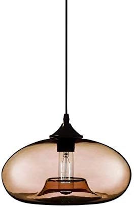 HBLJ Jia Modern Colorful Glass Single-Light Concave Oval Pendant Lamp Ceiling Fixture Bulb Included(Chocolate)