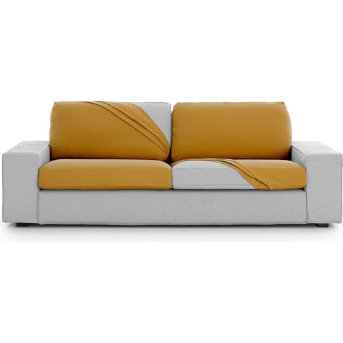 ECOMMERC3 Seat Cover for Bi-Elastic Sofa, Size S – Mustard Colour Chair Cover, Easy to Put on and Remove with Elastic Fasteners