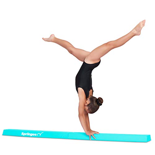 Springee 6ft Balance Beam - Extra Firm - Vinyl Folding Gymnastics Beam for Home (Teal)