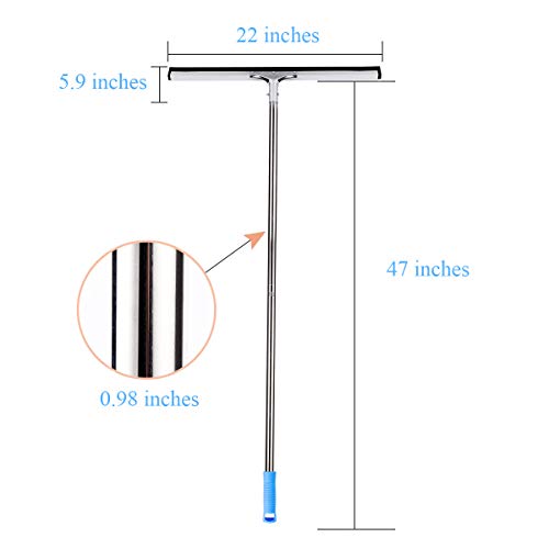 YCUTE Commercial Heavy Duty Floor Squeegee with 22" Rubber Blade- 52.9" Stainless Steel Long Handle Best for Moving Fluid Flat Concrete Tile Glass Marble and Wood Surfaces - Thumbnail 4