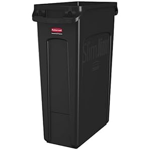 Rubbermaid Commercial Products 1955959 Vented Slim Jim-afvalbak, kunststof, 87 L, zwart, 1