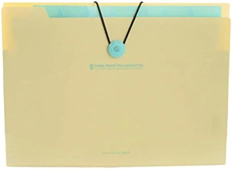 Document File Folder Expanding 8 Pockets A4 Letter Size Accordion Archival Organizer Waterproof Classification Document Folders Elastic Rope Closure (Yellow)