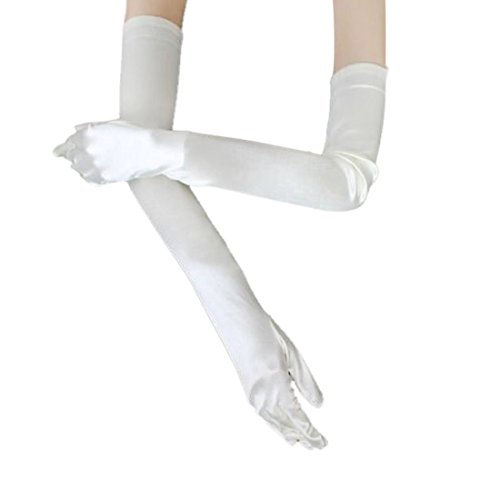 WITERY Stretchy Satin Party Fancy Bridal Wedding Prom Dress Costumes Gloves White