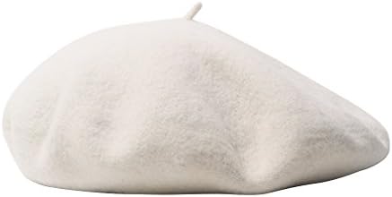 Women's Berets Cap Wool Hat Ladies Beret Warm Winter Fall Elegant French Painter Cap (White)