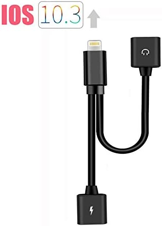 Lightning iPhone 7 Adapter,Vooran Dual Lightning Headphone Audio &amp; Charge Adapter,2 in 1 Lightning Adapter Splitter Support Phone Call for iphone X/8/8 plus, 7/7plus,Compatible with iOS10.3/iOS11