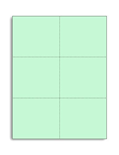 Laser Printer Blank Perforated Cards 6 up per Page, for School registration cards, Flower Delivery Cards, Inventory Tags, Wedding Response Cards, RSVP Cards, Trip Tickets, ETC. (300 Green Cards) - Thumbnail 4