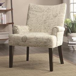 Janes Gallerie Off White Linen-Like French Script Curved Accent Chair (#902149)