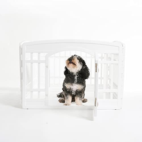 IRIS USA 24" Exercise 4Panel Pet Playpen with Door, Dog Playpen, Puppy Playpen, for Puppies and
