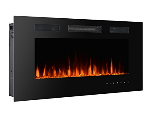 UPC 670534114070, 3G Plus Wall Recessed Electric Fireplace Crystal Stone Flame Effect 3 Changeable Color Heater, w/Remote, 1500/750 W - Black - 42&quot;