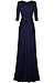 Bon Rosy Women's 3/4 Sleeve V-Neck Solid Maxi Wrap Dress 8163 Navy M