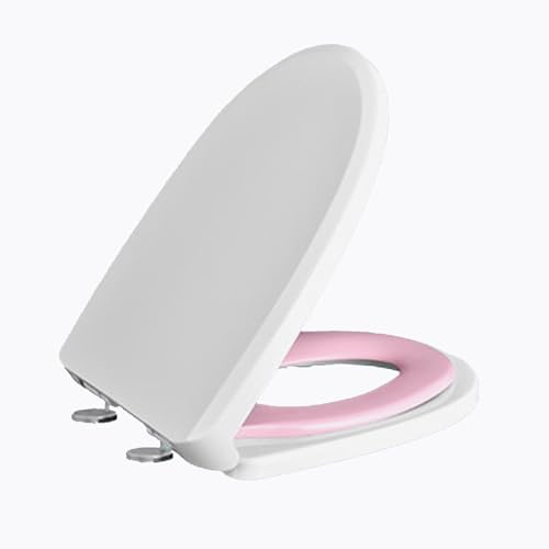 Wttfc Soft Close Family Toilet Seat Covers,d Shaped Toilet Seat,Potty Training Built in Baby Seat for Toddlers & Adults with Quick-Release for Easy Cleaning,Top Fixing,Plastic,Pink,U Type