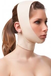Facial Compression Smooth Chin Strap with Medium Neck Compression Support USA - Small Beige