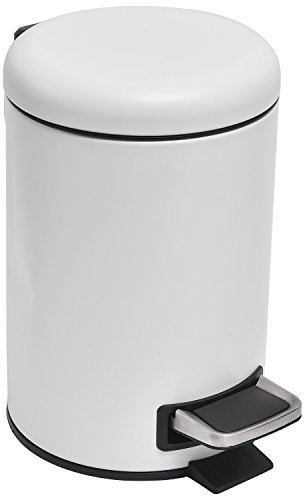 Evideco Soft Close Small Round Metal Bathroom Floor Step Trash Can Waste Bin 3-liters/0.8-gal (White) - Thumbnail 6
