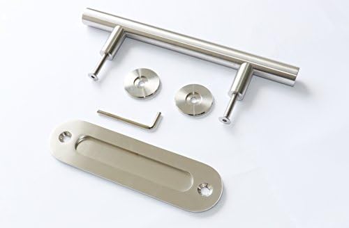Flush Barn Door Handle Pull Hardware Kit for Interior Sliding Barn Doors - Brushed Satin Stainless Steel Handle Pull Grab for Door Panels 35-45mm in Width - Easy to Install Barn Door Handle Pull