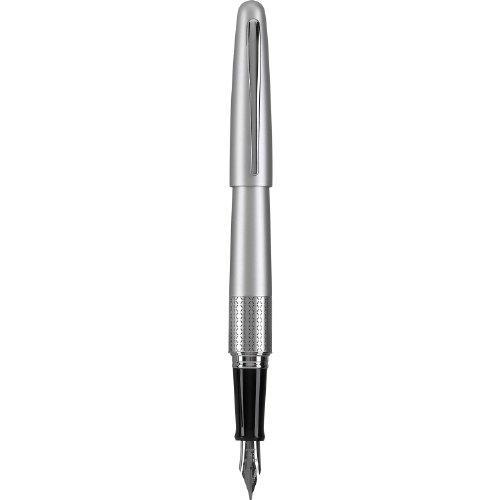 Pilot Metropolitan Collection Fountain Pen, Silver Barrel, Zig-Zag Design, Medium Nib, Black Ink (91102)